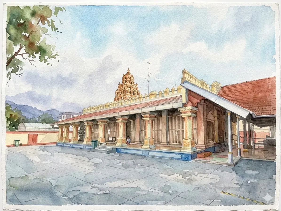 Watercolor of Nattukottai Chettiar Temple, Penang